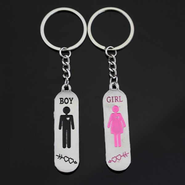 Boy And Girl Matching Couple Keychains In Zinc Alloy