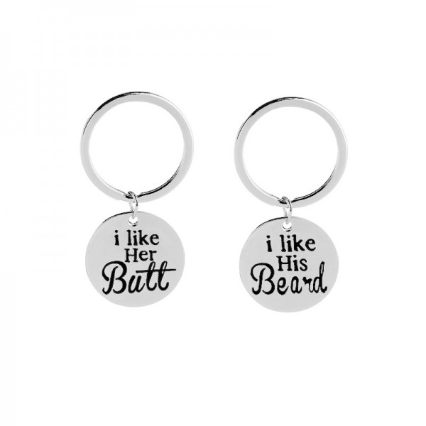 Her Butt His Beard Couple Keychains In Zinc Alloy