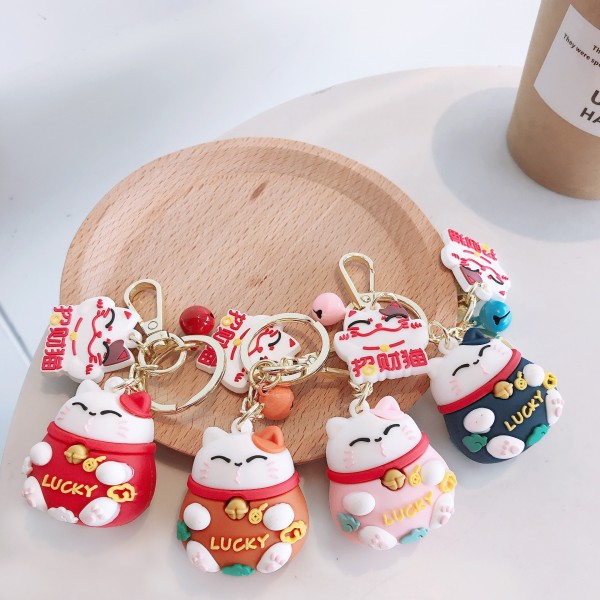 Cute Silicone Lucky Cat Keychains For Couples