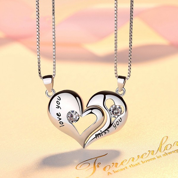 Personalized Love you And Miss You Necklace For Couples In 925 Sterling Silver