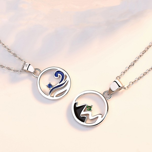 Personalized White Love Ring Necklace For Couples In 925 Sterling Silver