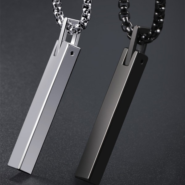 Engravable Bar Couple Necklace In Tungsten Multi Color Optional