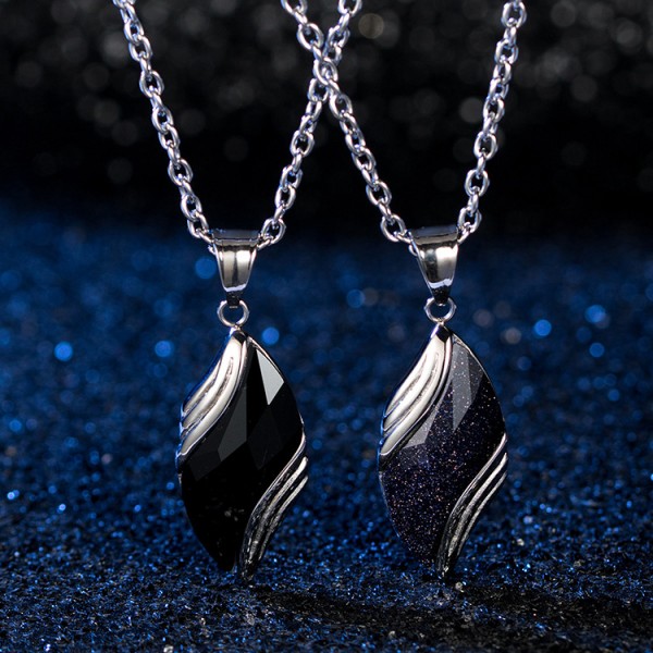Engravable Angel Tears Matching Pendant Necklaces For Couples In Titanium