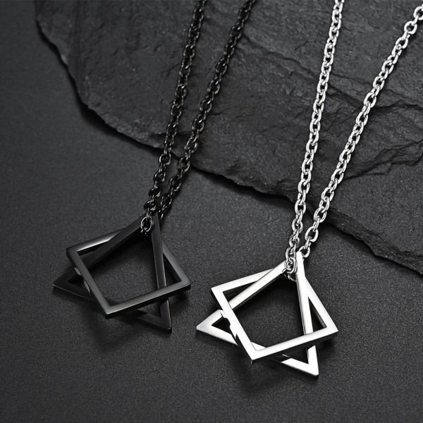 Simple Geometric Necklaces For Couples In Titanium