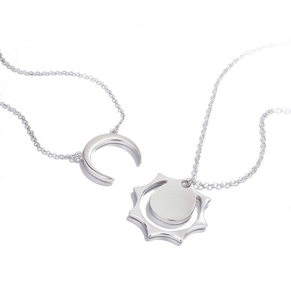 Personalized Sun And Moon Necklaces For Couples In Sterling Silver