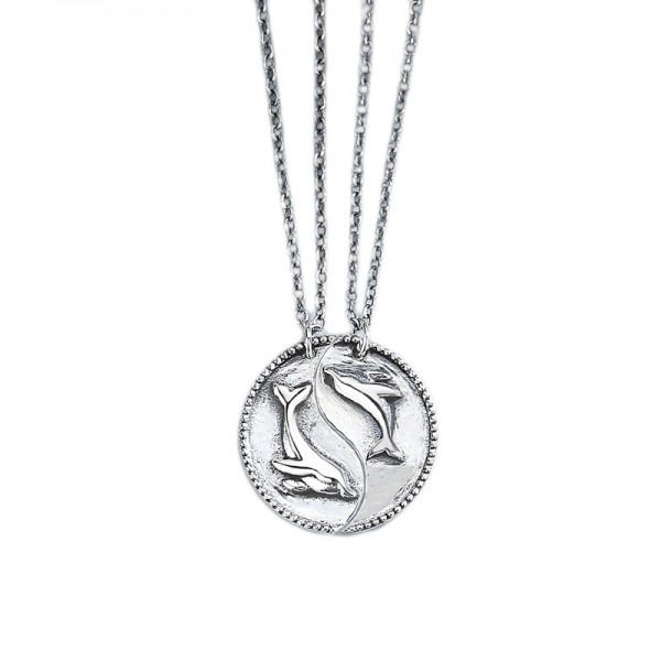 Engravable Cute Matching Dolphin Necklaces In Sterling Silver