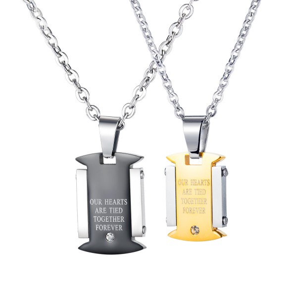 Our Hearts Are Tied Together Forever Matching Necklaces In Titanium