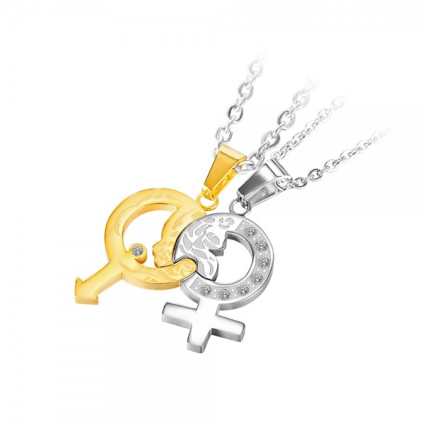 Unique Gender Symbols Matching Necklaces For Couples In Titanium