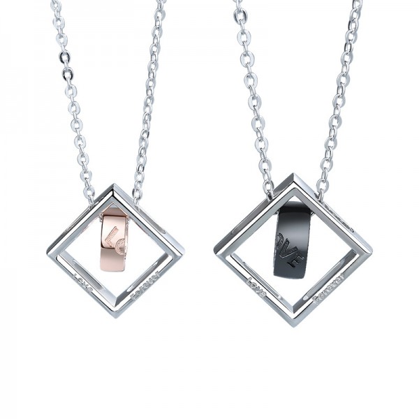 Unique Love Forever Matching Necklaces For Couples In Sterling Silver