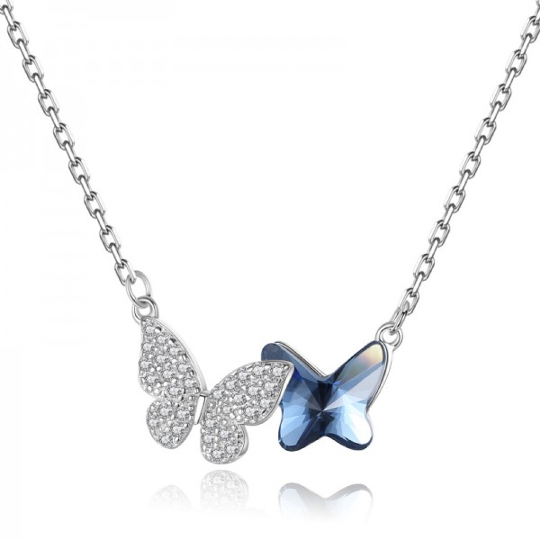 Fashion Austrian Crystal Butterfly Clavicle Chain Necklace For Women
