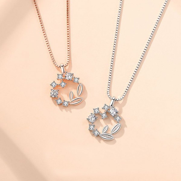 Rose Gold Small Flower 925 Sterling Silver Necklace For Women