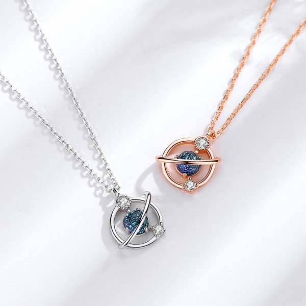 Fantasy Universe Rose Gold 925 Sterling Silver Necklace For Women
