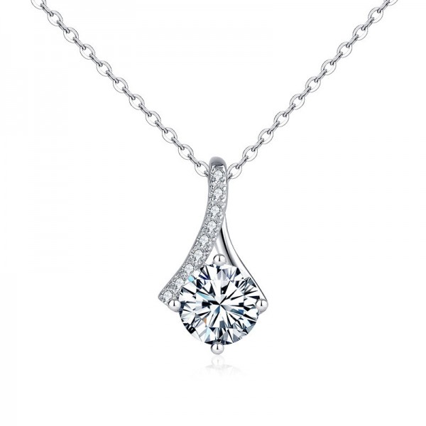 Human Figure 925 Sterling Silver Created Moissanite Pendant Necklace for Women