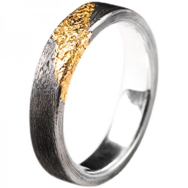 Engravable 24K Gold Wedding Ring For Men In 999 Sterling Silver
