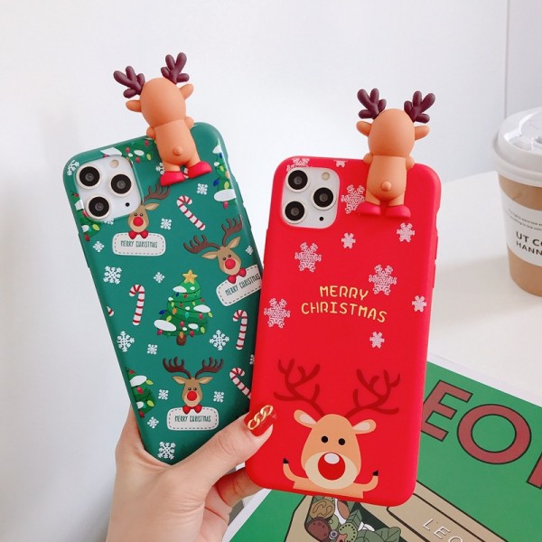Cute Christmas Elk iPhone Cases For Couples In TPU