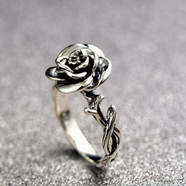 Adjustable Rose Shaped Promise Ring For Her In 925 Sterling Silver Perfect Valentine's Day Gift