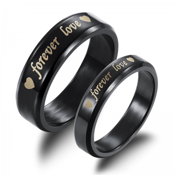 Black Titanium Forever Love Couple Ring For Him And Her