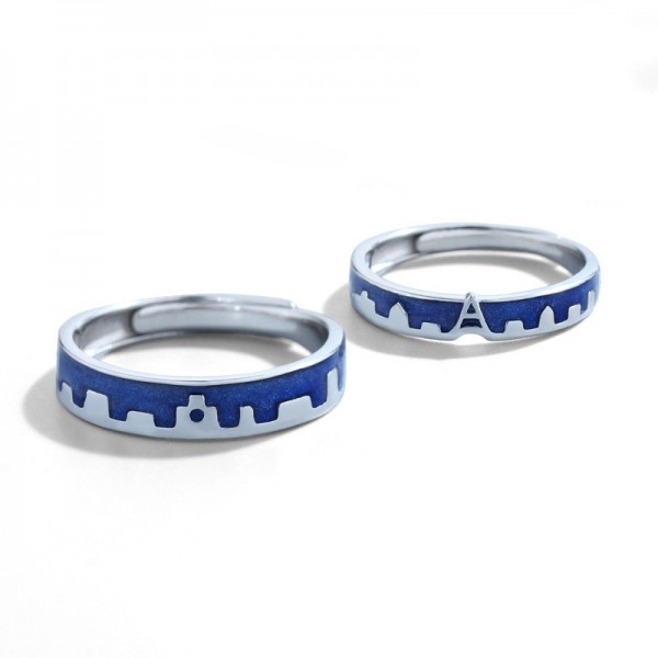 Original Design Castle in the Sky Couple Rings For Her And Him In 925 Sterling Silver