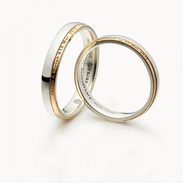 Engravable Anniversary Rings For Couples In 18K Gold And 925 Sterling Silver