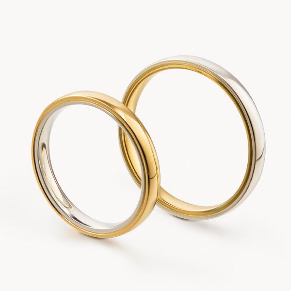 Original Engravable Sterling Silver Plated 18K Gold Simple Couple Ring