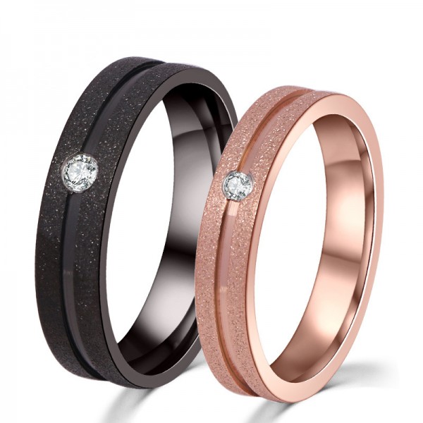 Engravable Simple Titanium Frosted Couple Rings For Him And Her
