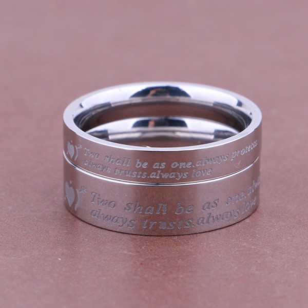Two Shall Be As One Always Protects Always Trusts Always Love Titanium Couple Ring