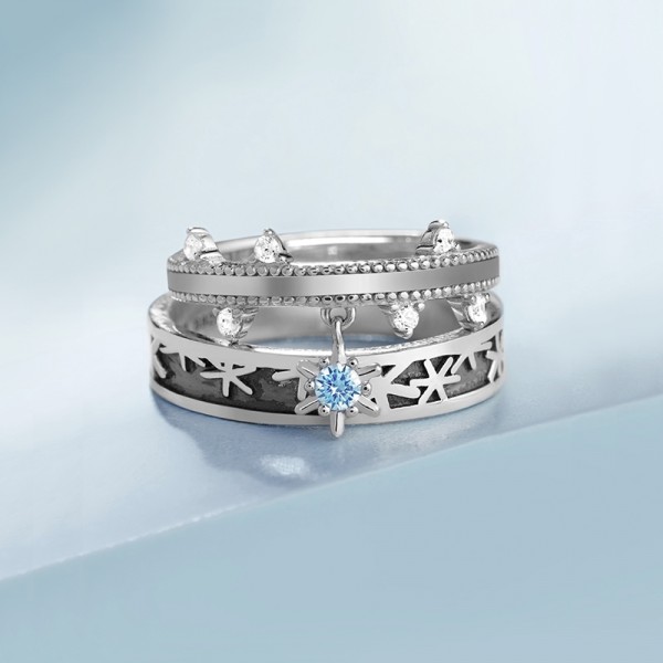 Original Missing Snowflakes Promise Ring For Couples In Sterling Silver