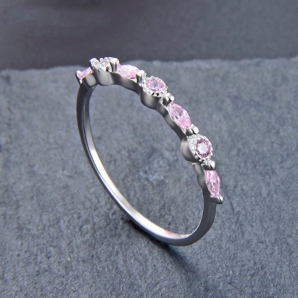 Engraved Promise Band Ring For Her In Sterling Silver White Pink Purple Optional