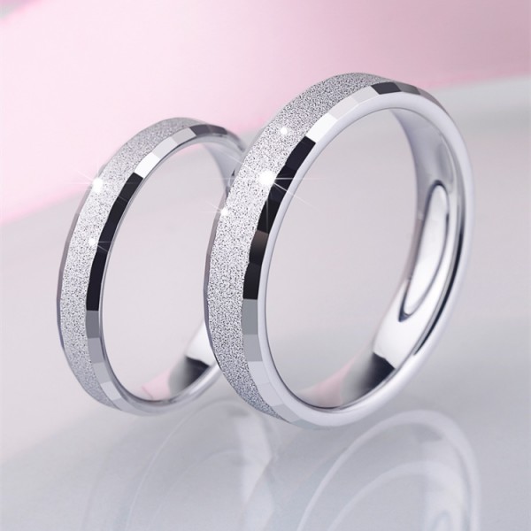 Engravable Simple Frosted Couple Ring In Tungsten