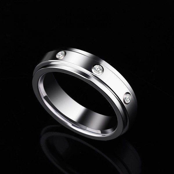 Engravable Moissanite Wedding Ring For Men In Tungsten Rose And Silver Optional
