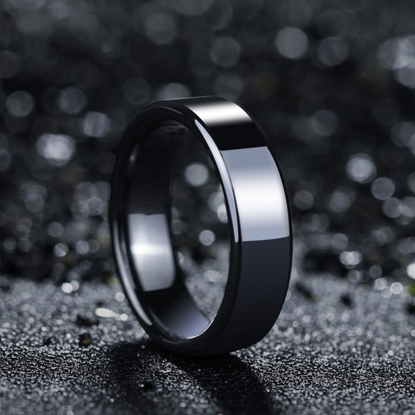Engravable Ceramic Simple Black Wedding Ring For Men