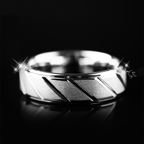 Engravable Frosted Diagonal Wedding Band For Men In Tungsten