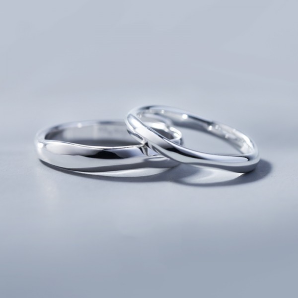 Engravable Wave Pattern Promise Band For Couple In Sterling Silver