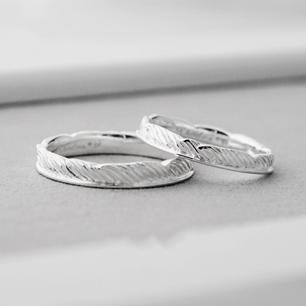 Engravable Unique Frosted Promise Ring For Couples In Sterling Silver