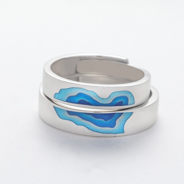 Engravable Aegean Sea Promise Ring For Couples In 925 Sterling Silver