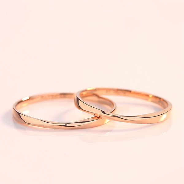 Adjustable 18K Rose Gold Mobius Promise Ring For Couples