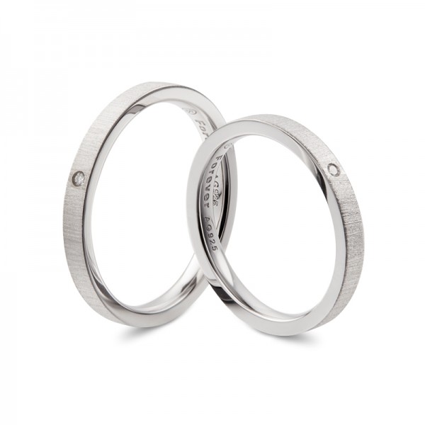 Personalized Frosted Wedding Bands For Couples In Sterling Silver