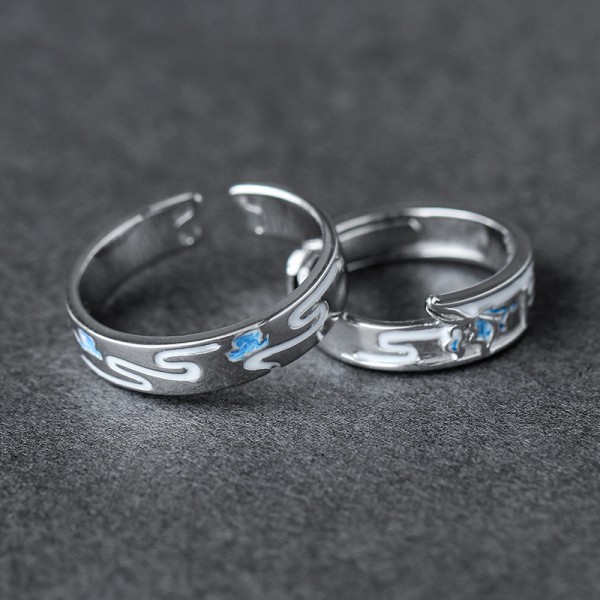 Adjustable Unique Matching Rings For Couples In Sterling Silver