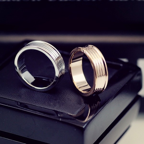 Silver And Rose Unique Rings For Couples In Titanium