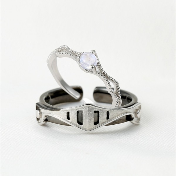 Adjustable Princess And Knight Promise Rings For Couples In Sterling Silver