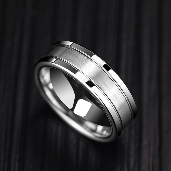 Engravable Frosted Tungsten Carbide Ring For Men