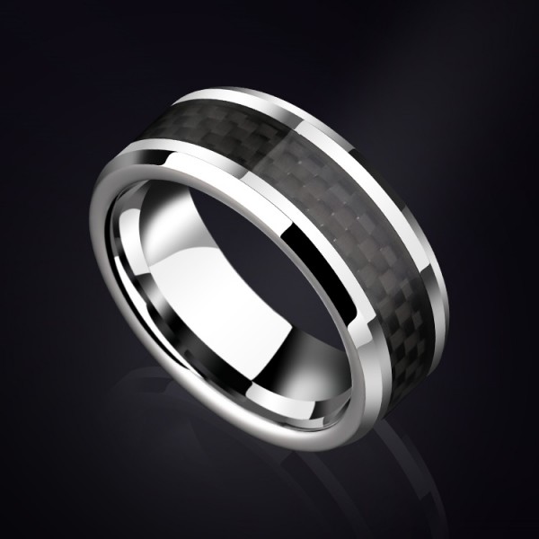 Engravable Black Tungsten Carbide Ring For Men