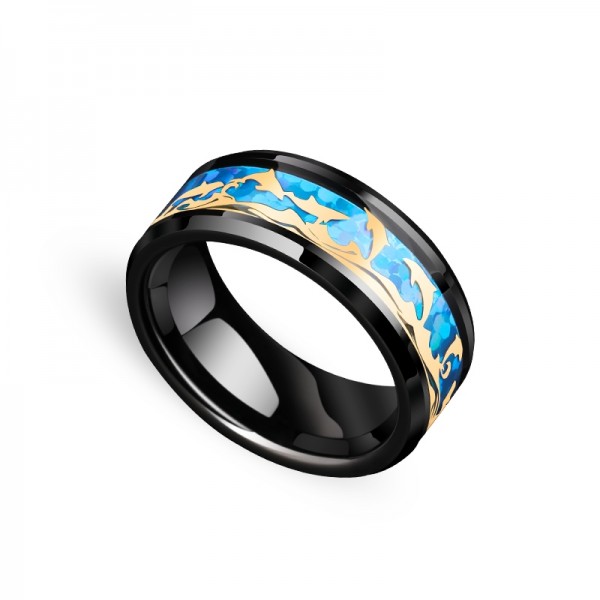 Personalized Dolphin Tungsten Carbide Ring For Men