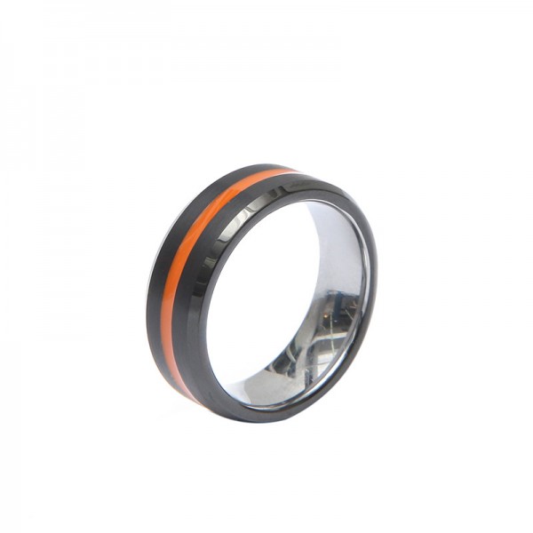 Engravable Red And Black Tungsten Ring