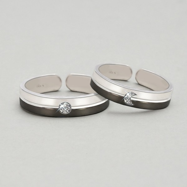 Engravable Sun And Moon Day And Night Matching Rings For Couples