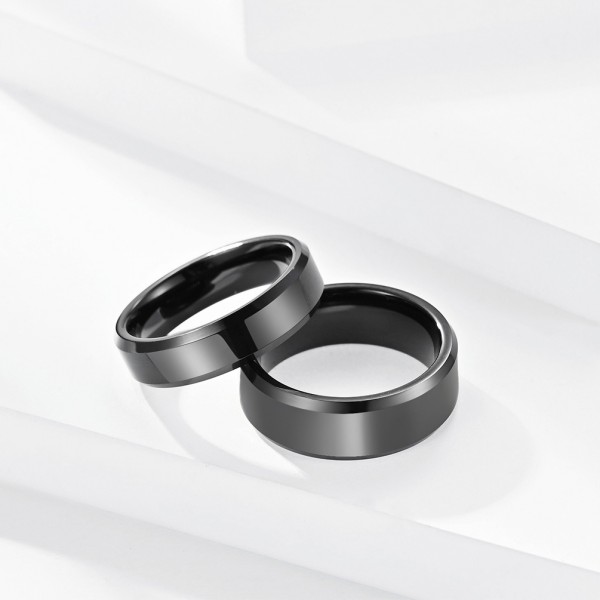 Engravable Simple Black Tungsten Rings For Couples