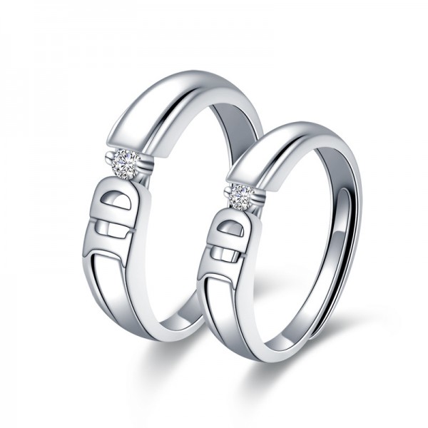 Adjustable I Do Promise Rings For Couples In Sterling Silver