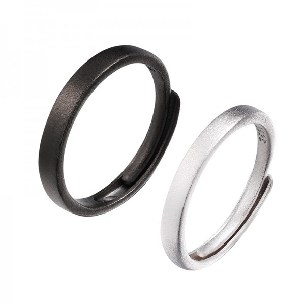 Adjustable Day And Night Rings For Couples In Sterling Silver