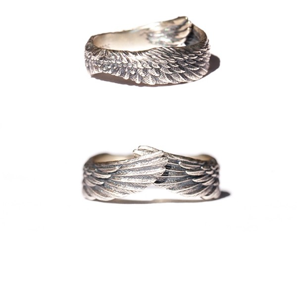 Adjustable Angel Wings Rings For Couples In Sterling Silver