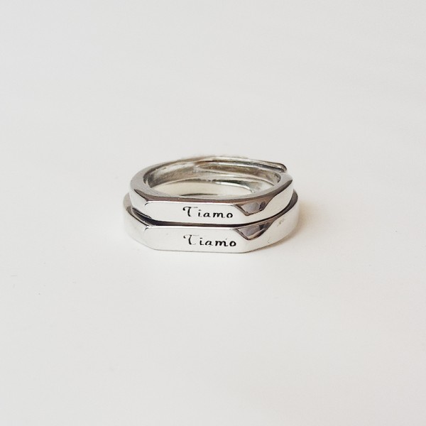 Adjustable Tiamo Promise Rings For Couples In Sterling Silver